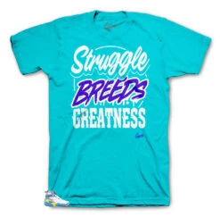 Retro 8 White Aqua Struggle Breeds Shirt