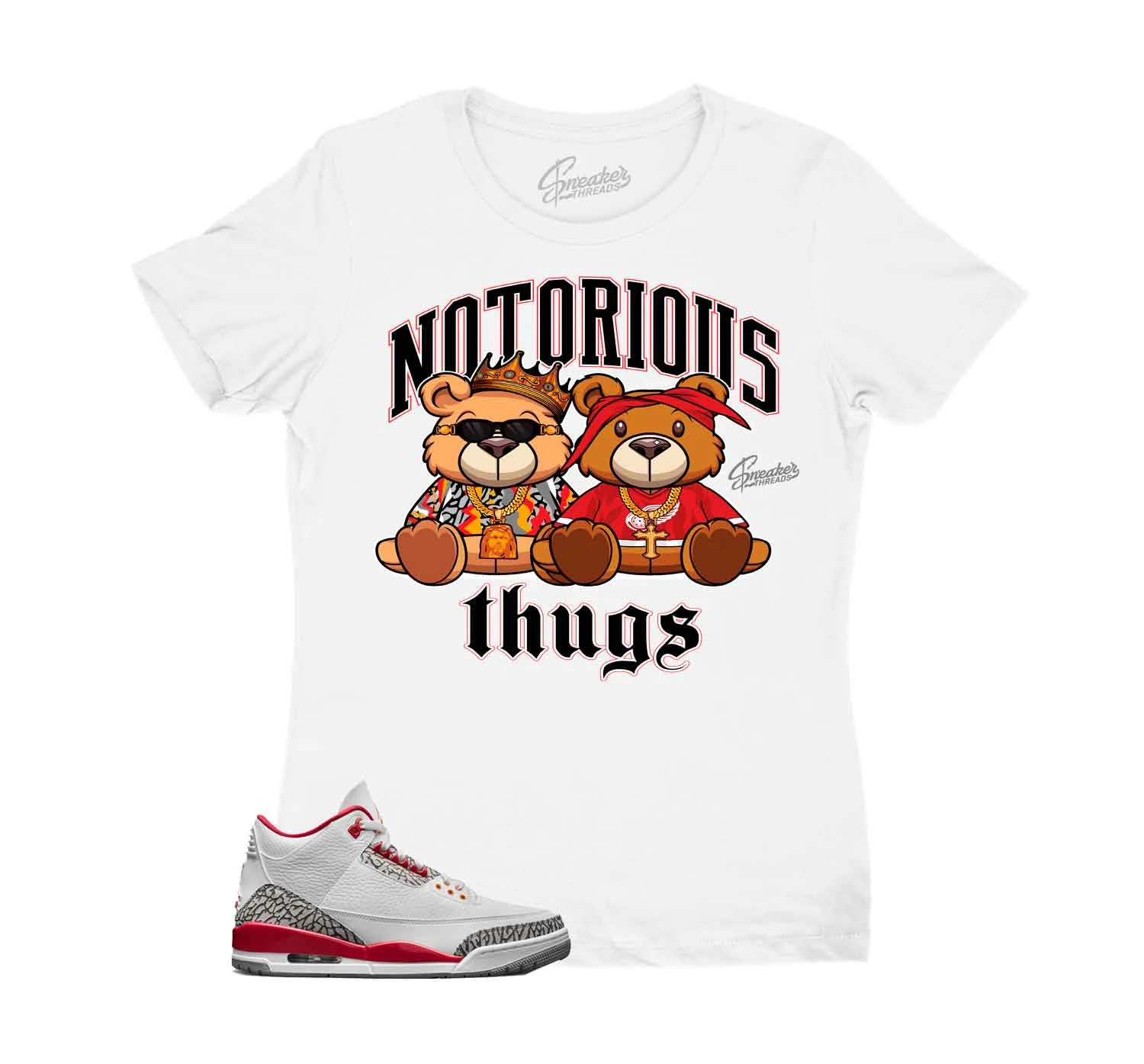 Womens - Retro 3 Cardinal Red Thug Bears Shirt 3 Womens - Retro 3 Cardinal Red Thug Bears Shirt