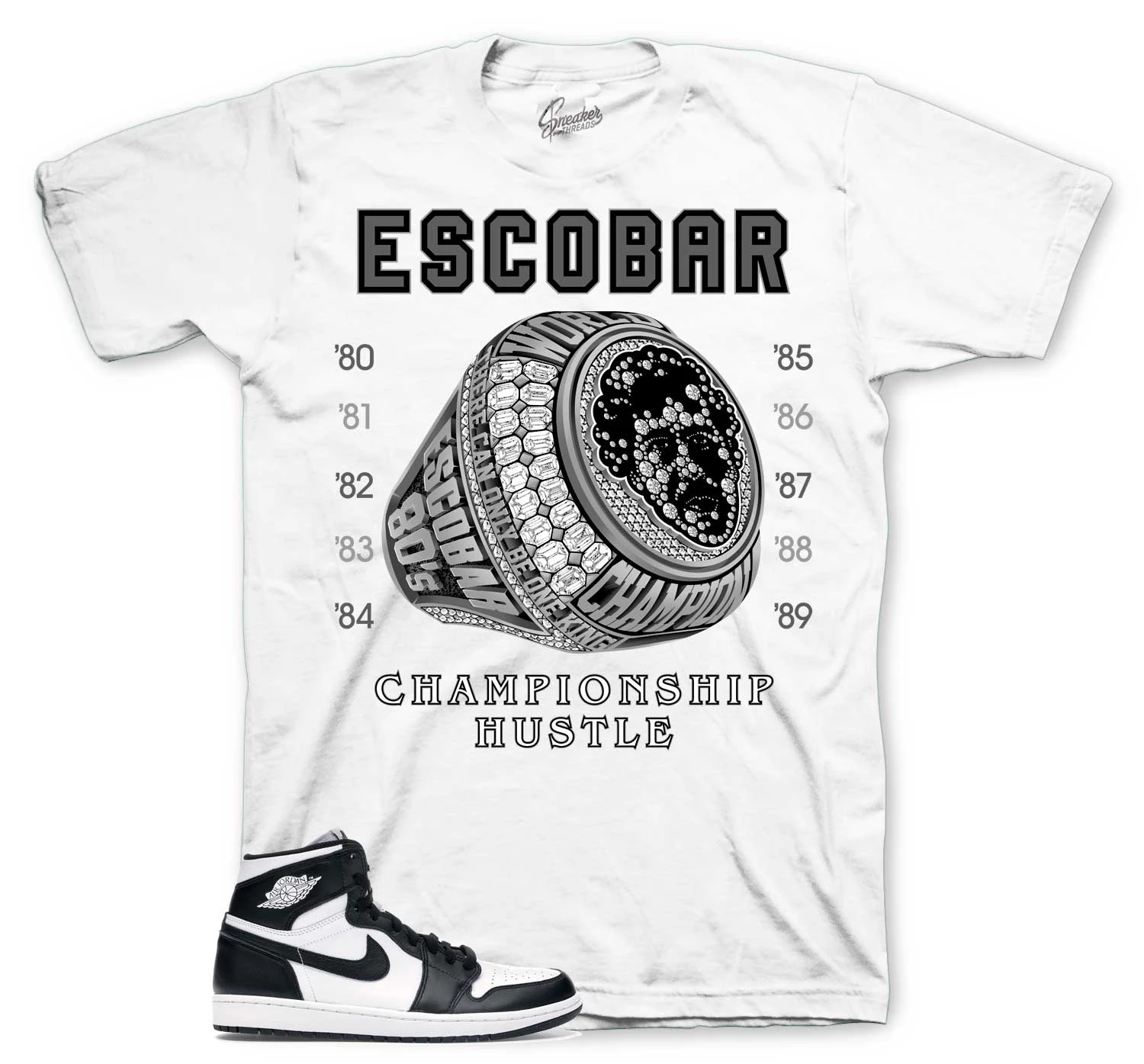 Retro 1 Black White Champ Hustle Shirt 3 Retro 1 Black White Champ Hustle Shirt