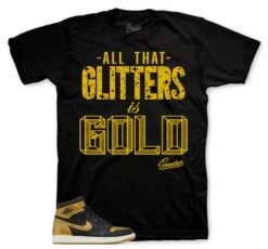 Retro 1 Black Gold Glitters Shirt