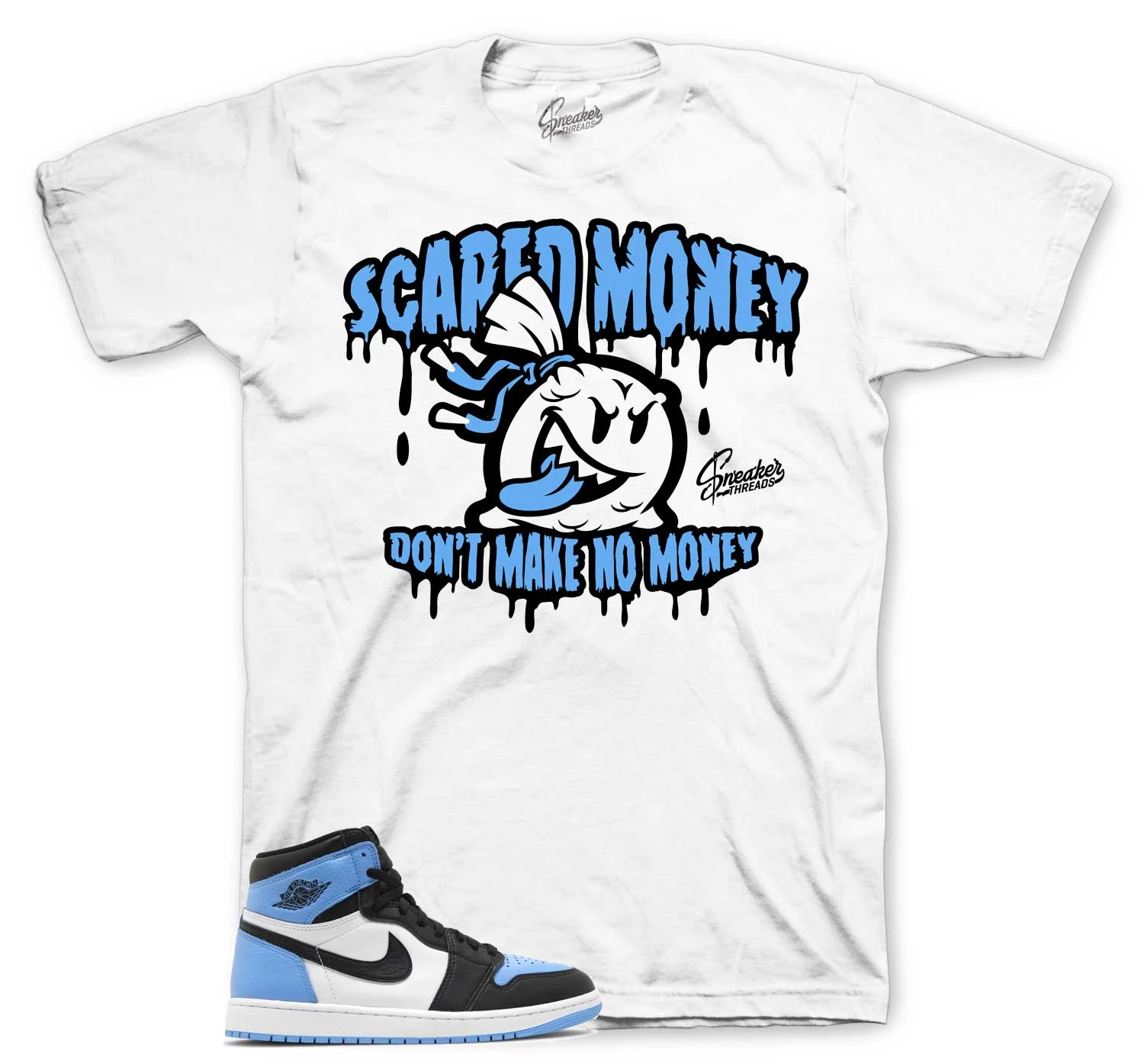 Retro 1 UNC Toe Scared Money Shirt 3 Retro 1 UNC Toe Scared Money Shirt