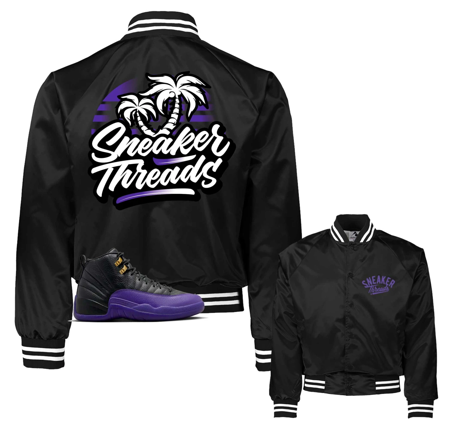 Retro 12 Field Purple ST Palms Varisity Jacket 3 Retro 12 Field Purple ST Palms Varisity Jacket
