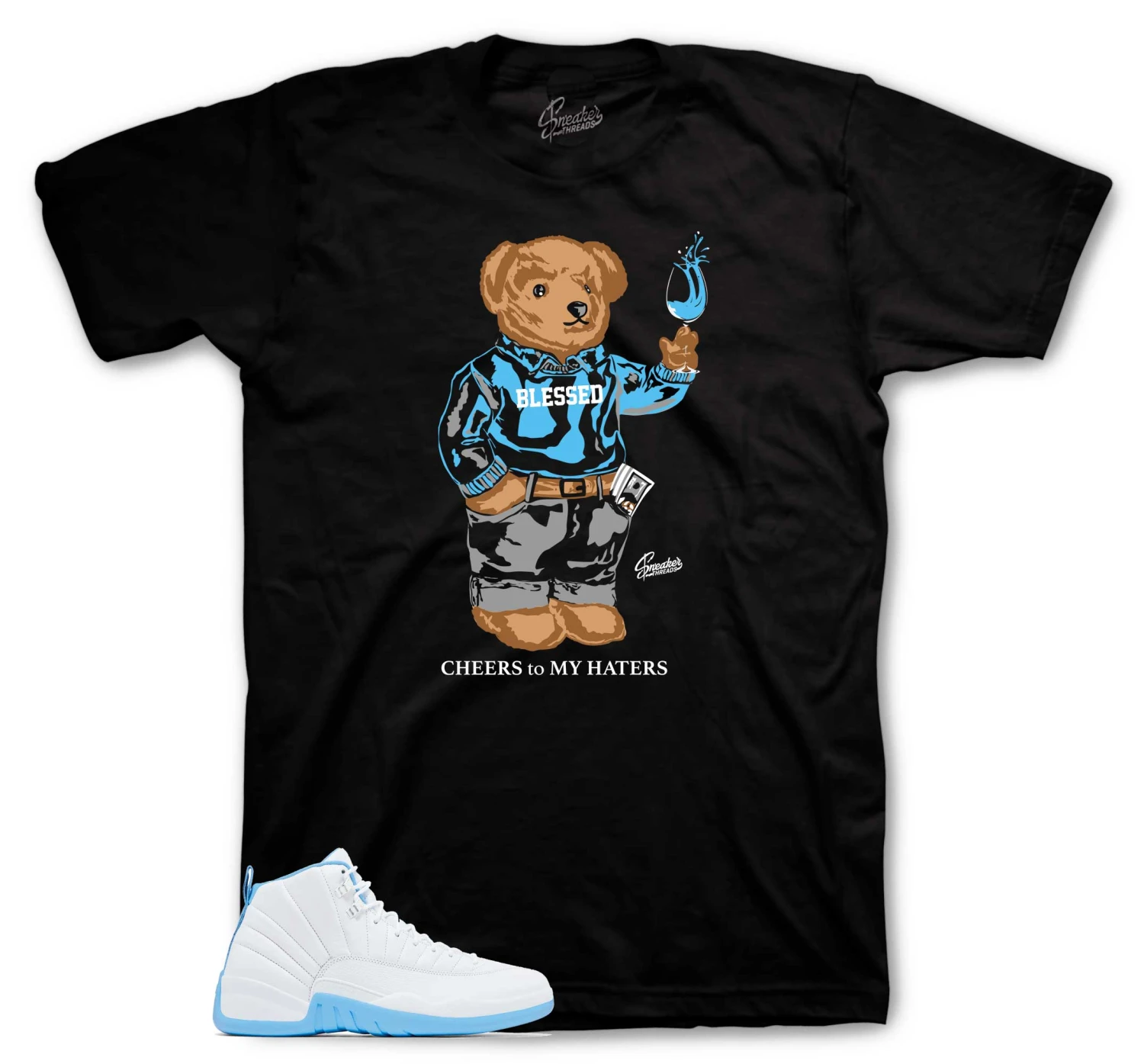 Retro 12 University Blue Cheers Bear Shirt 3 Retro 12 University Blue Cheers Bear Shirt