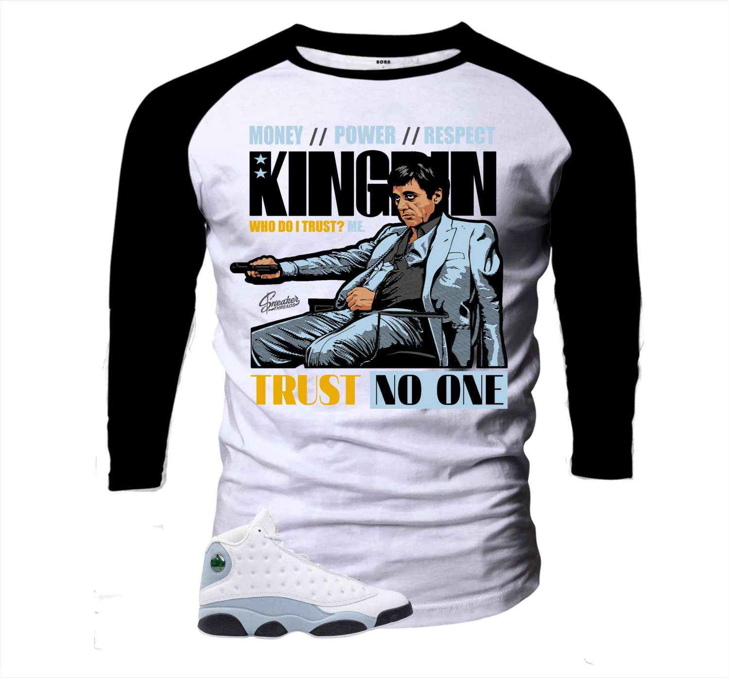 Retro 13 Blue Grey Trust Issues Raglan Shirt 3 Retro 13 Blue Grey Trust Issues Raglan Shirt