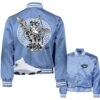 Retro 13 Blue Grey St. Micheal Satin Jacket 1 Retro 13 Blue Grey St. Micheal Satin Jacket -Sneaker Threads Shop jordan 13s grey blue jackets