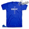 Retro 18 Blue Suede Greatness Cross Shirt -Sneaker Threads Shop jordan 18 blue suede tee match retro 18 suede pack