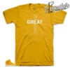 Retro 18 Yellow Suede Greatness Cross Shirt -Sneaker Threads Shop jordan 18 yellow suede tee match retro 18 suede pack