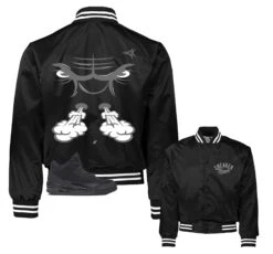 Retro 3 Black Cat Raging Face Satin Jacket