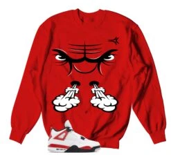 Retro 4 Red Cement Raging Face Sweater
