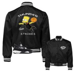 Retro 4 White Thunder Strikes Satin Jacket
