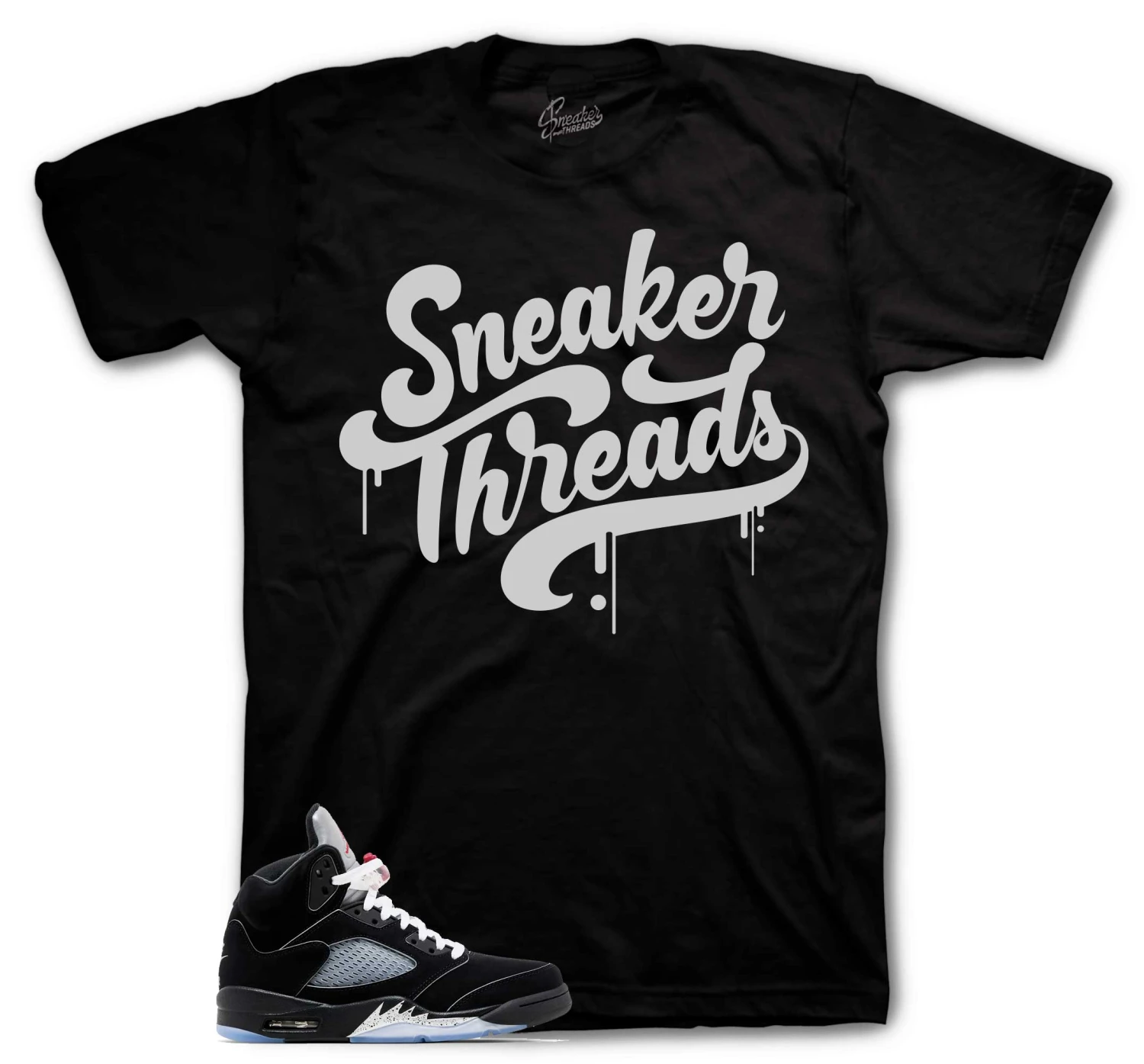 Retro 5 Black Metallic ST Drip Shirt 3 Retro 5 Black Metallic ST Drip Shirt