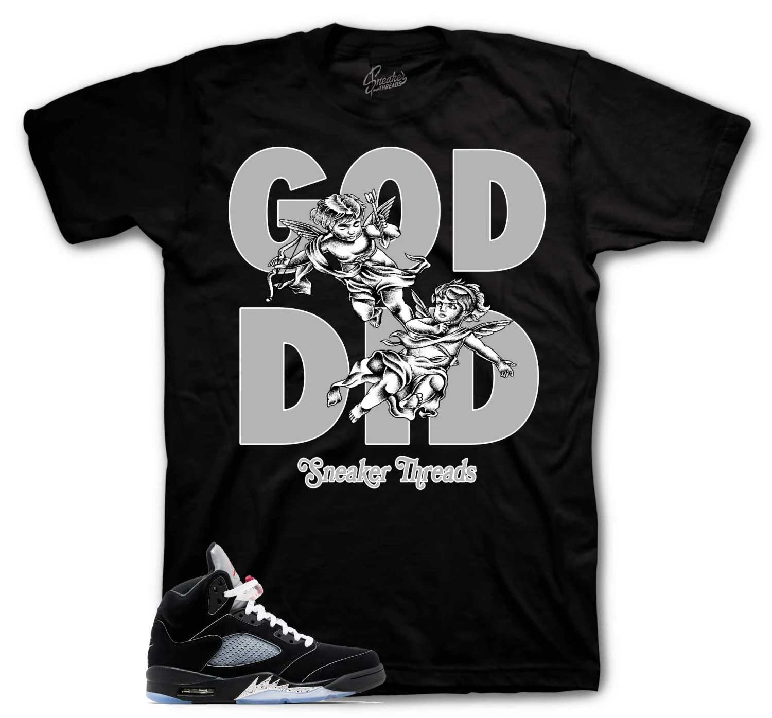 Retro 5 Black Metallic God Did Shirt 3 Retro 5 Black Metallic God Did Shirt