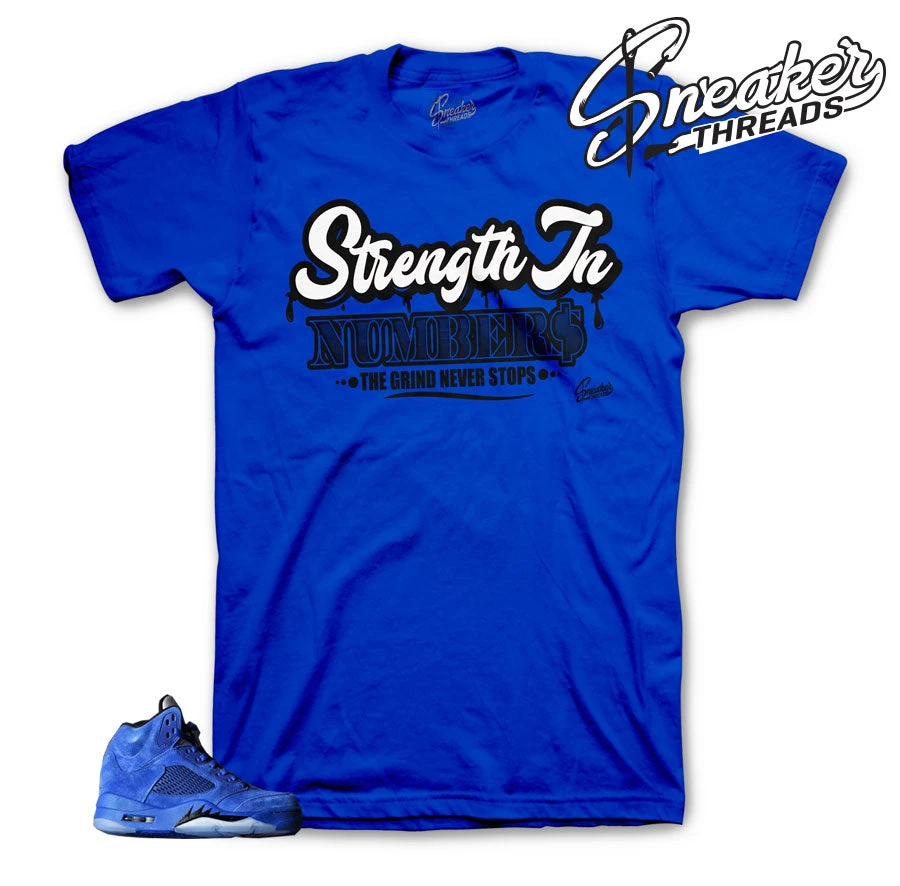 Retro 5 Blue Suede Strength In Numbers Shirt 3 Retro 5 Blue Suede Strength In Numbers Shirt