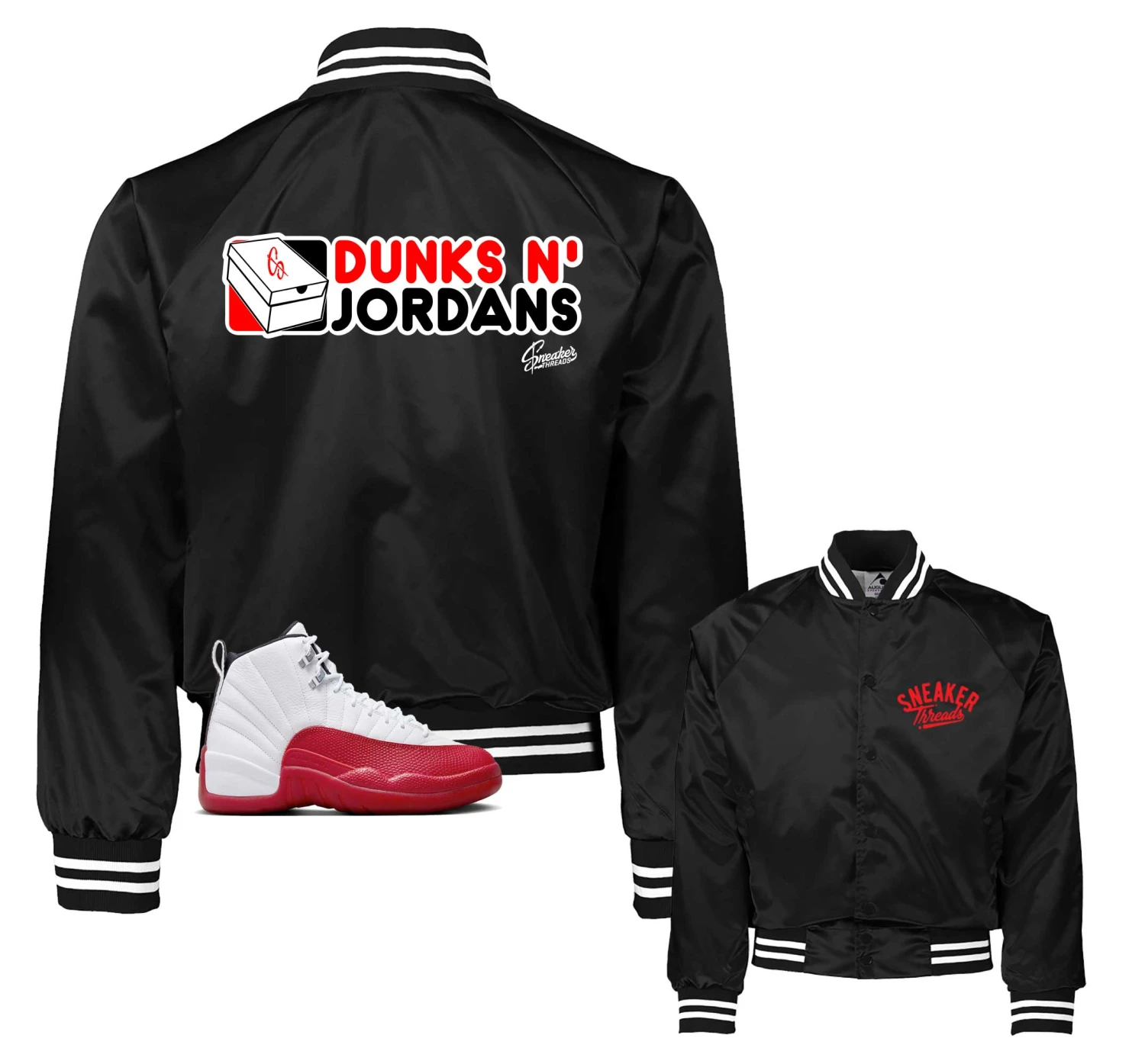 Retro 12 Cherry Dunks N Jordans Satin Jacket 3 Retro 12 Cherry Dunks N Jordans Satin Jacket