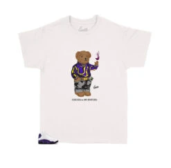Kids -Retro 13 Court Purple Cheers Bear Kids Shirt