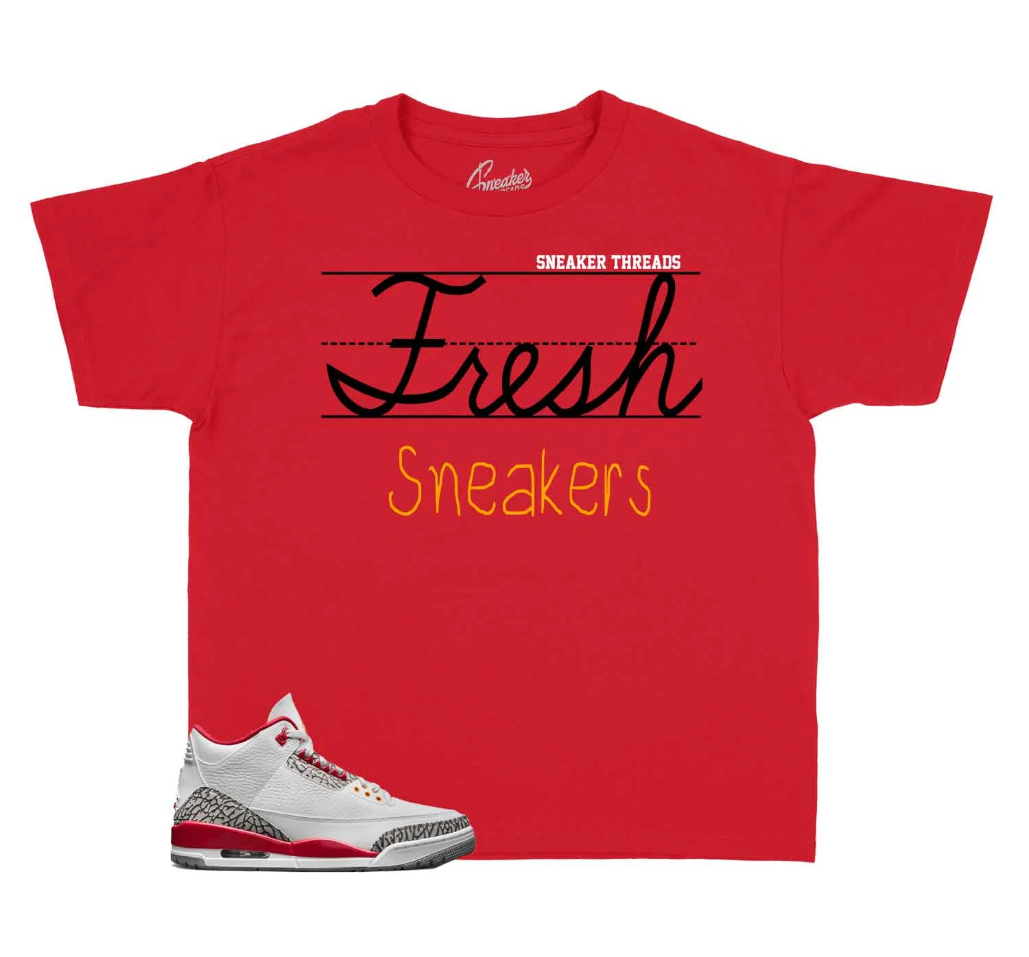 Kids - Retro 3 Cardinal Red Fresh Sneakers Shirt 3 Kids - Retro 3 Cardinal Red Fresh Sneakers Shirt