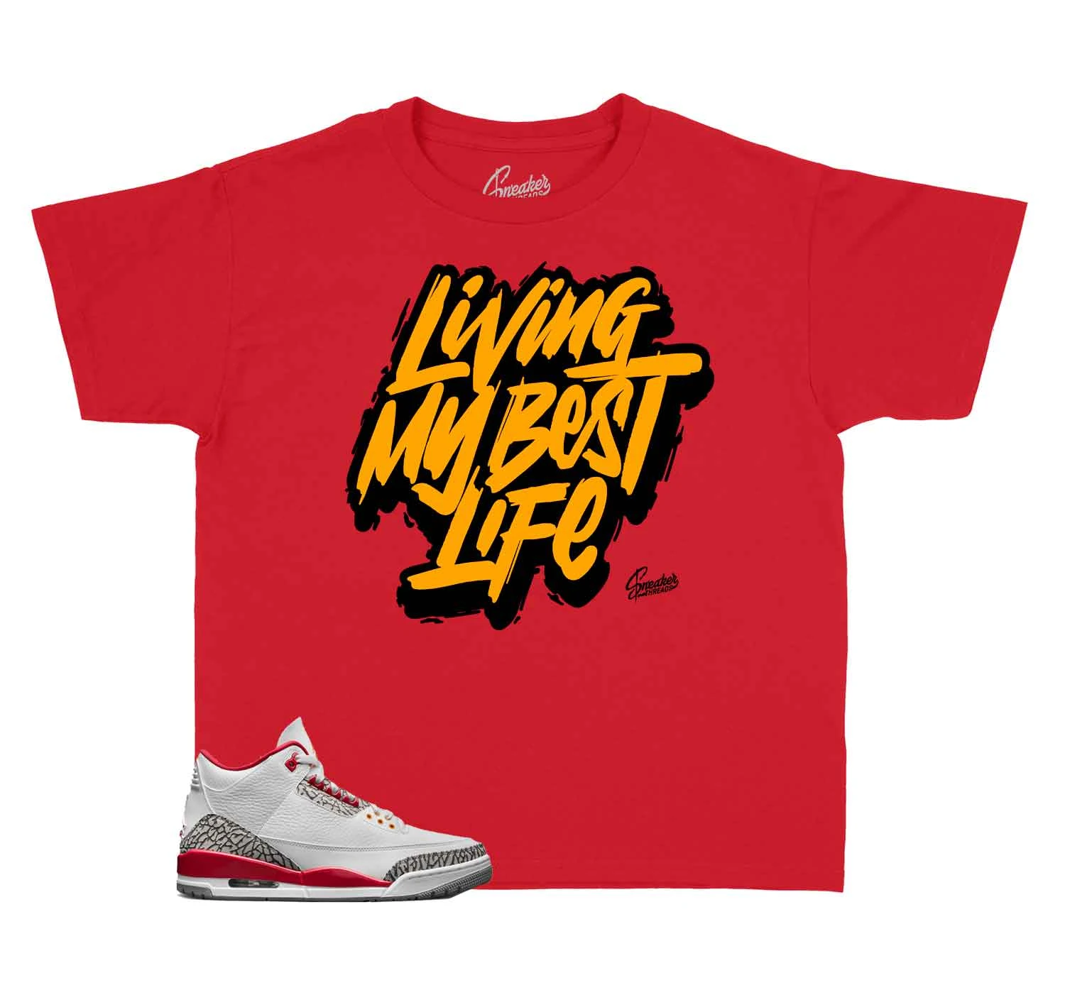 Kids - Retro 3 Cardinal Red Living Life Shirt 3 Kids - Retro 3 Cardinal Red Living Life Shirt