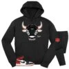 Retro 1 Black Toe War Bully Hoodie Jogger Set -Sneaker Threads Shop retro 1 black toe joggers hoodie