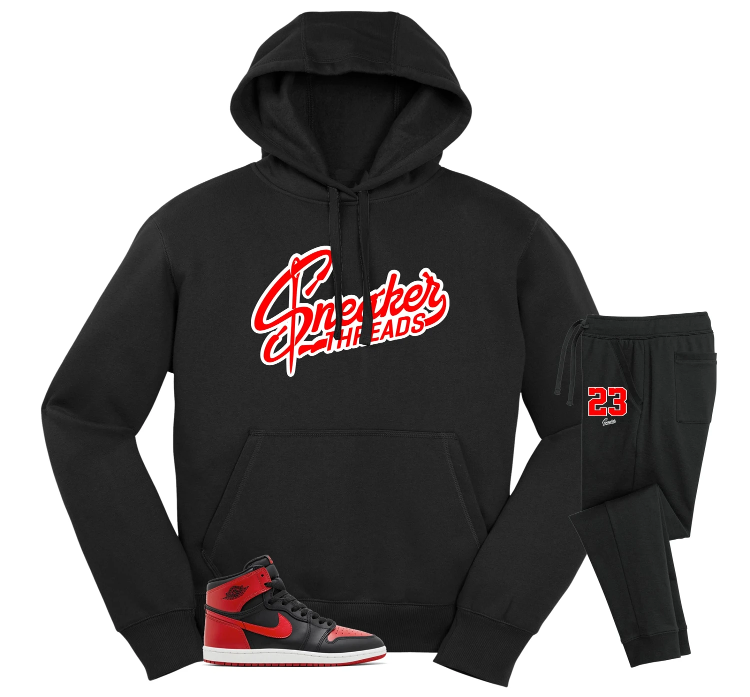 Retro 1 Bred Sneaker Threads Hoodie Jogger Set 3 Retro 1 Bred Sneaker Threads Hoodie Jogger Set