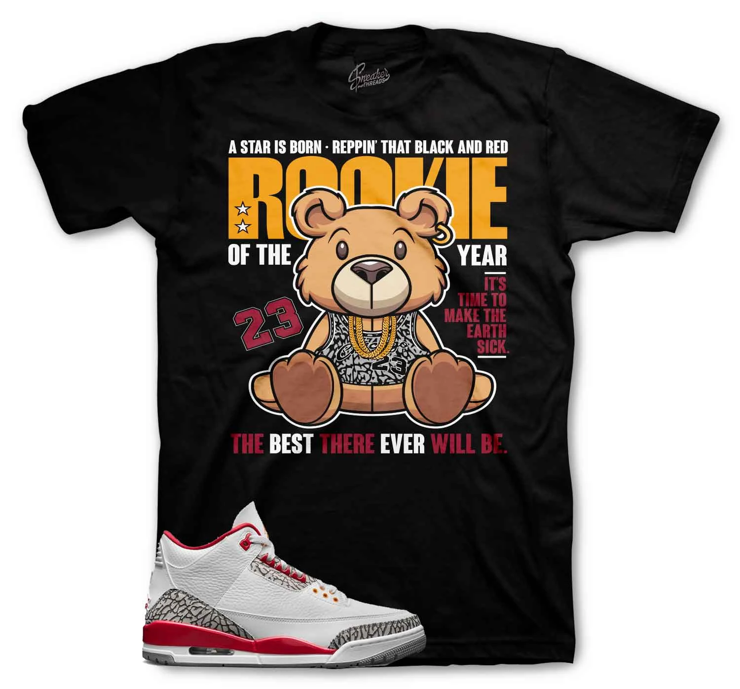 Retro 3 Cardinal Red Rookie Bear Shirt 3 Retro 3 Cardinal Red Rookie Bear Shirt