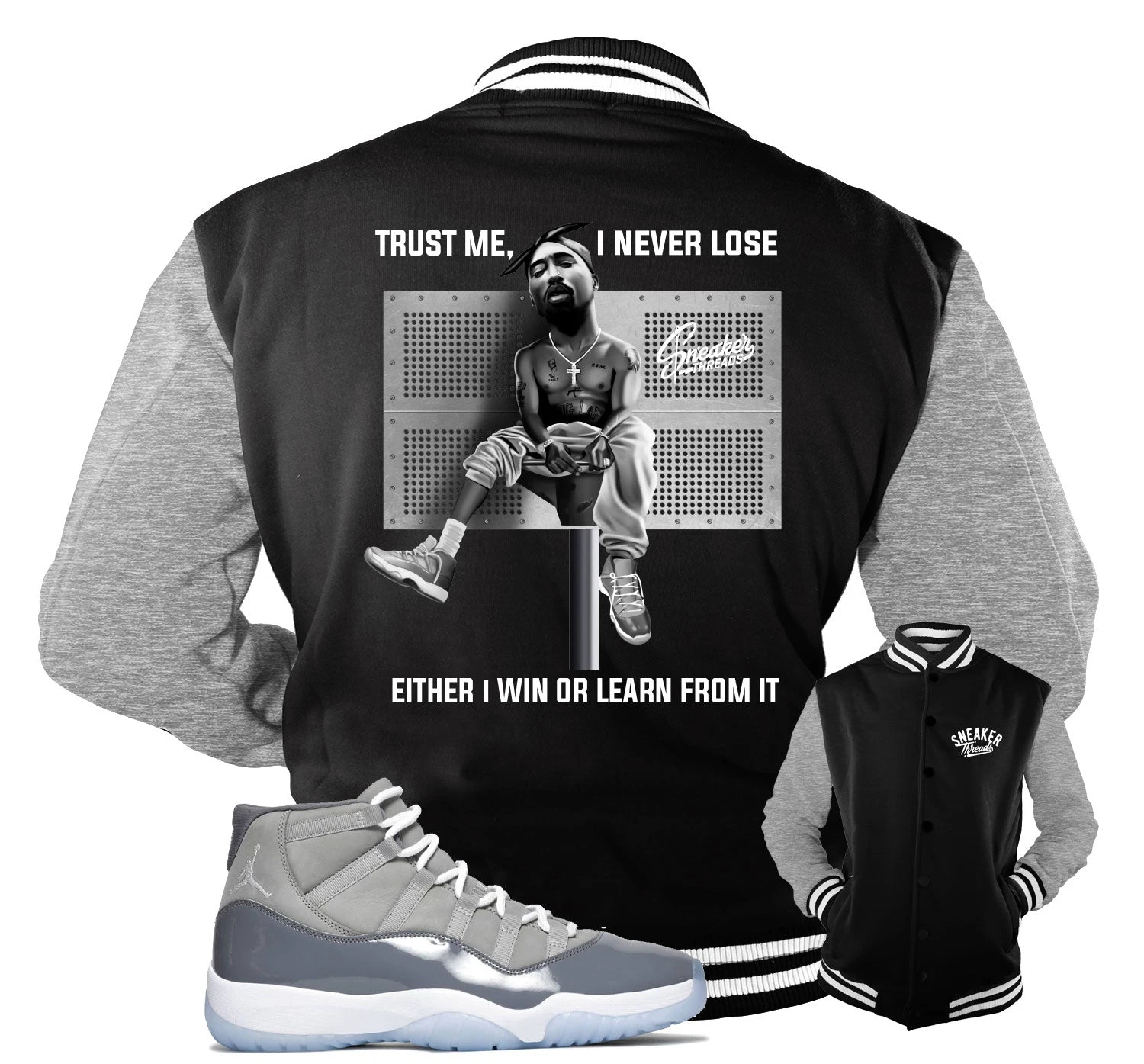 Retro 11 Cool Grey Trust Me Varsity Jacket 3 Retro 11 Cool Grey Trust Me Varsity Jacket